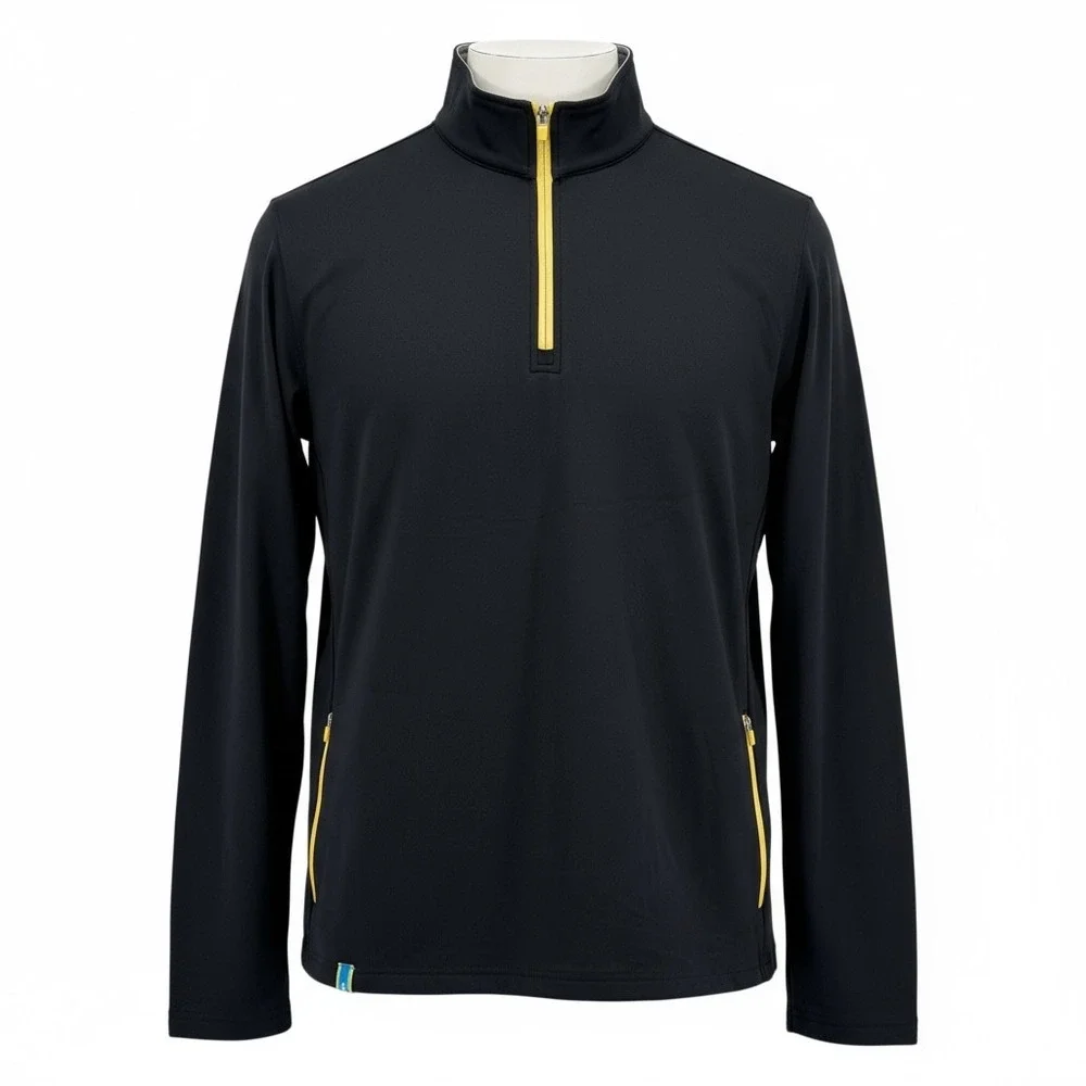 Chubbies Men Black 1/4 Zip Long Sleeve Pullover Sweatshirt Size Large Hiking NEW - Picture 2 of 14